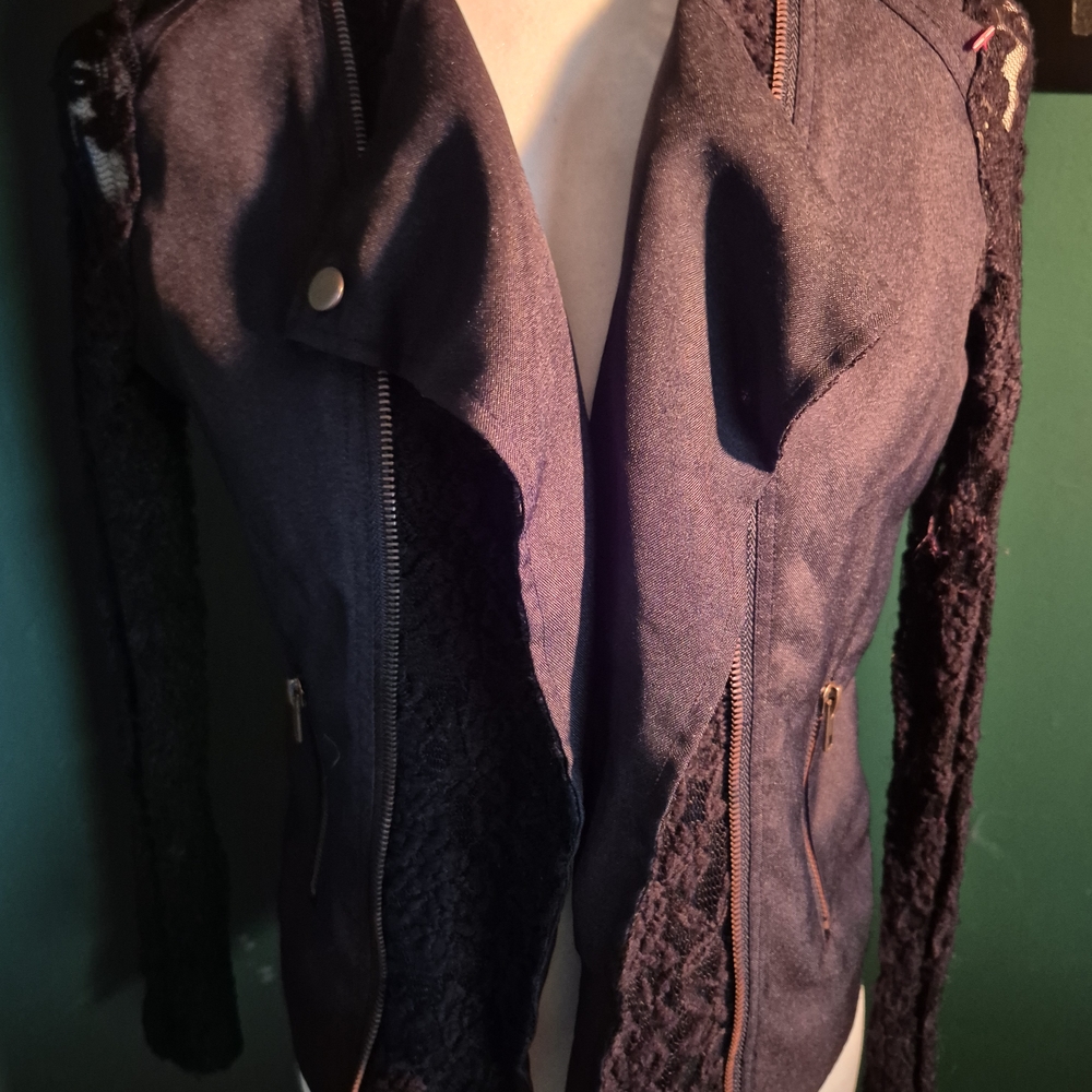 Stylish Black Jacket with Lace Accents